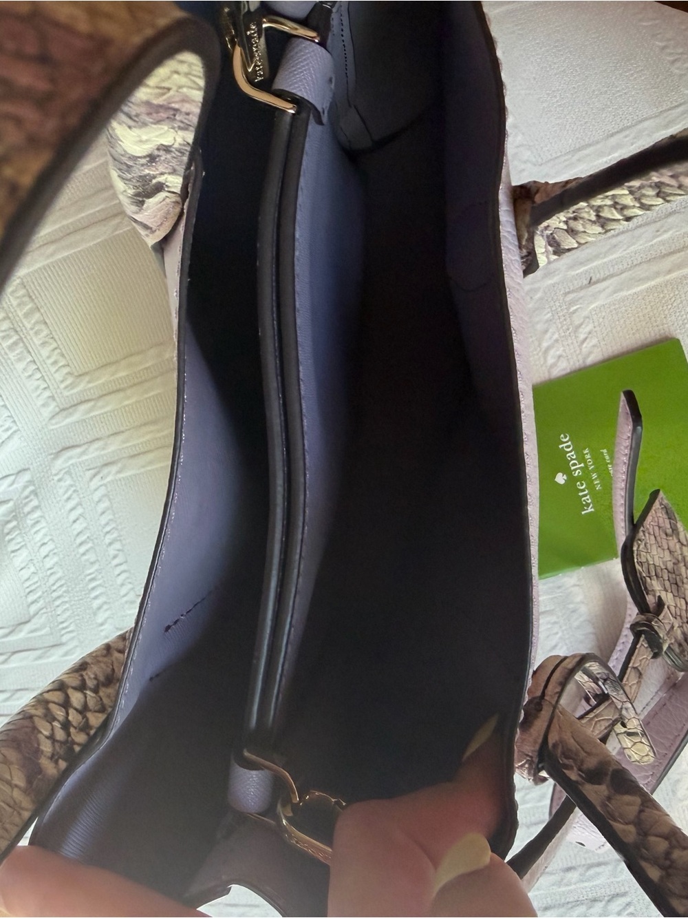 kate spade Lilac Satchel with Snake-Print Handles -Brand New - Picture 4 of 4